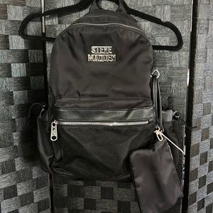 NWOT Steve Madden Backpack Black With Separate Zipped Pouch Nylon Faux Leather